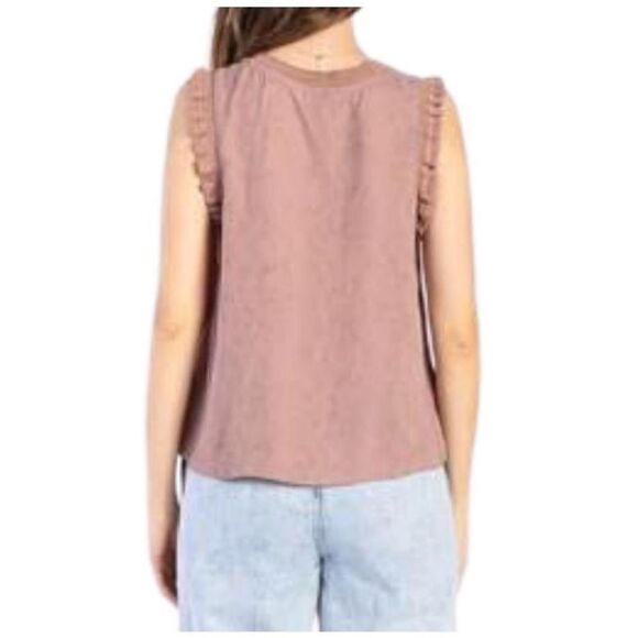 Anthropologie Current Air Mauve Ruffle Trim Tank Blouse | L - Picture 2 of 7